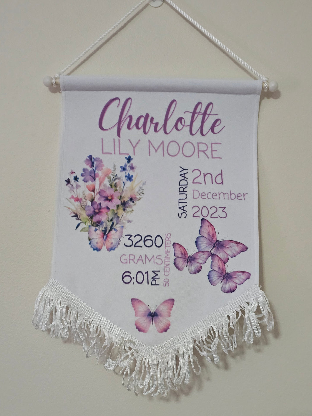 Personalised birth details bunting