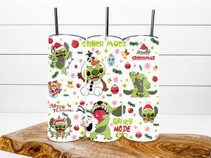 Stitch grinch mode tumbler