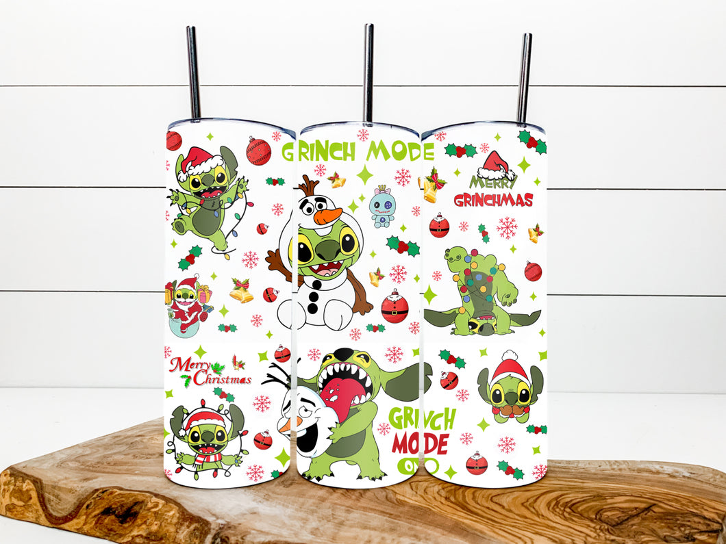 Stitch grinch mode tumbler