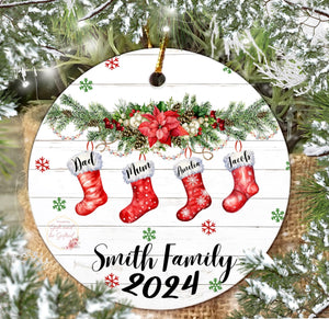 Family stockings ornament