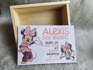 Baby keepsake box with birth details